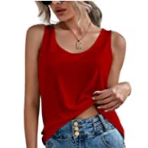 Banana republic Sleeveless Picot Trim Top Cherry red. Loose fitting Size XS - Picture 1 of 8